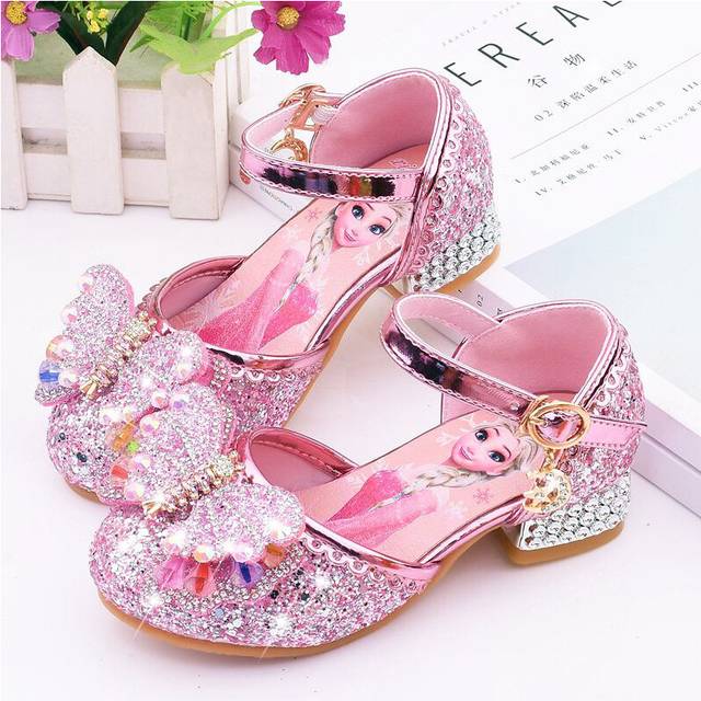 (Pink, 25?FootÂLength16.5cm/6.5in) Frozen Elsa Childrens Sandals Fashion Exquisite Baotou Model Catwalk Shoes Show