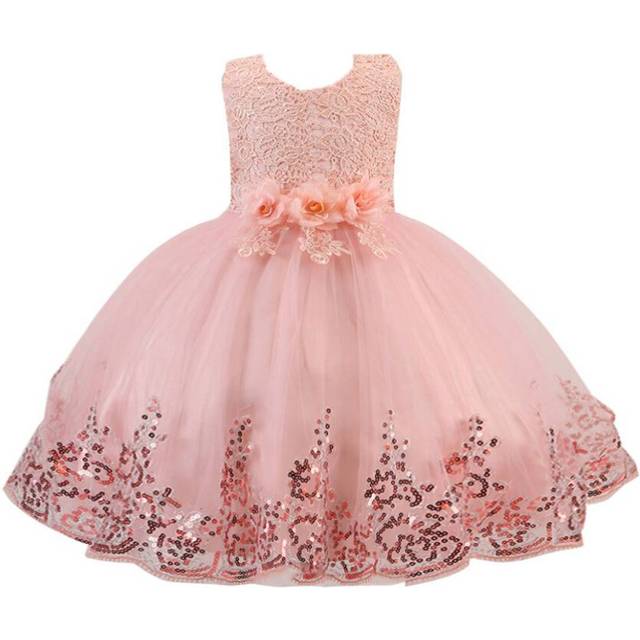 (Pink, 7-8 Years) Kids Girls Mesh Dress Princess Party Dresses UK