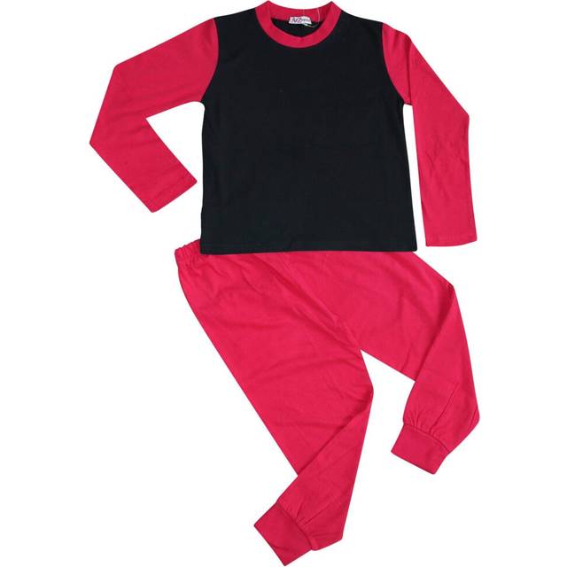 (3-4 Years, Pink) Kids Girls Boys Pjs Contrast Color Plain Stylish Pyjamas Set New Age 2-13 Years