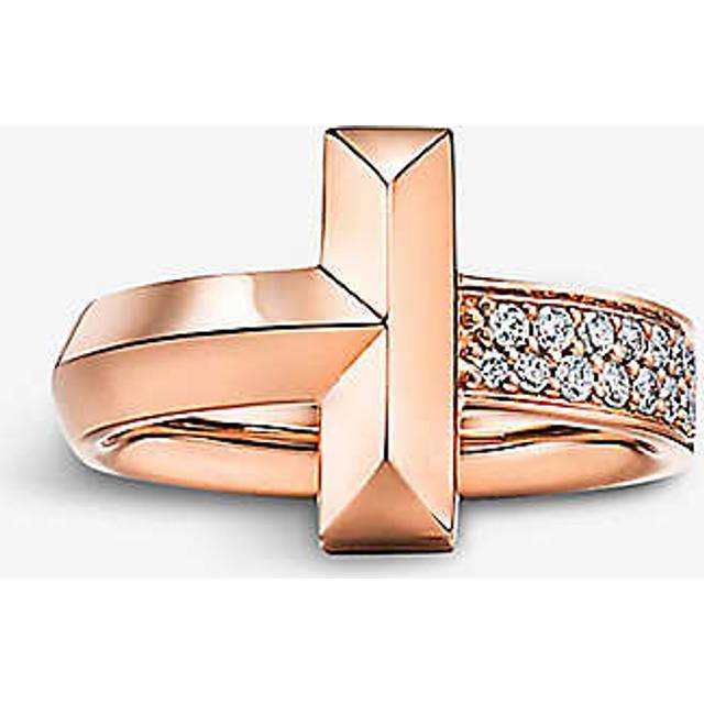 Tiffany & Co Womens 18ct Rose Gold T1 Wide Rose-gold and 0.19ct Diamond Ring M
