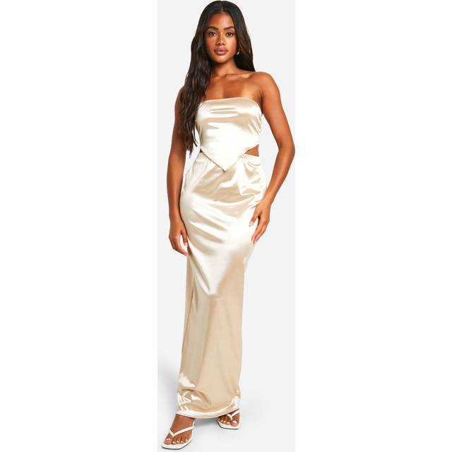 Womens Satin Maxi Skirt - Beige - 8, Beige