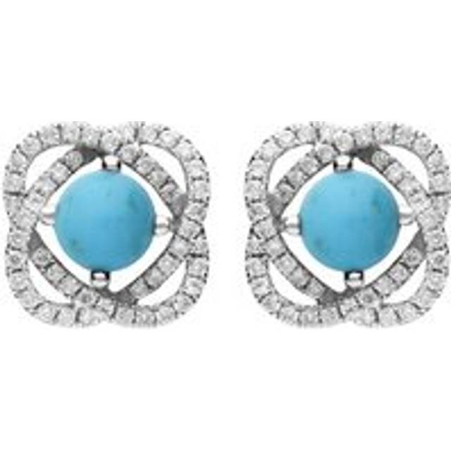 18ct White Gold Turquoise 0.31ct Diamond Swirl Stud Earrings