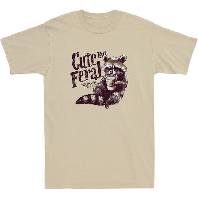 Raccoon cute but feral funny raccoon animals graphic quote vintage men's t-shirt