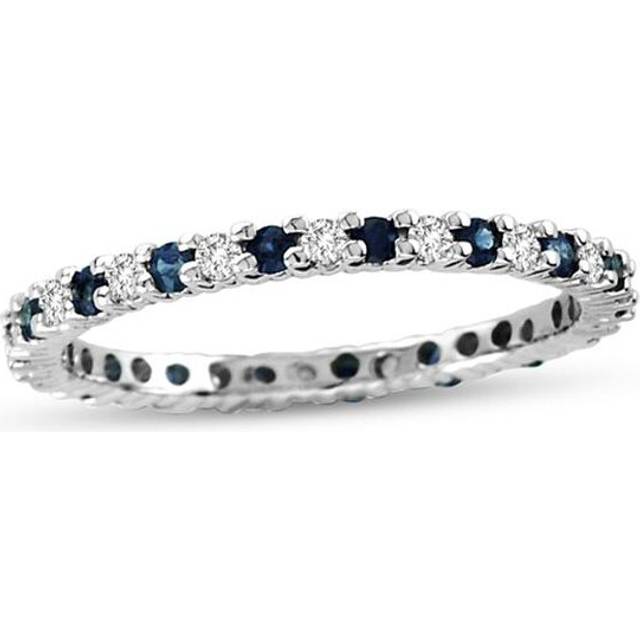 0.55 CTTW Sapphire & Diamond Eternity Ring, 14K Gold - Size 5.5