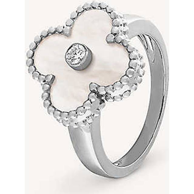 Van Cleef & Arpels Womens White Gold Vintage Alhambra White-gold and 0.06ct Diamond Ring M.5 - WHITE GOLD