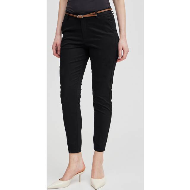 Cigarette Trousers with belt for women b.young days2 - Noir