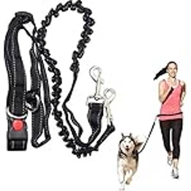 ADOGO Hands Free Running Dog Lead,Shock Absorbing,Extendable Bungee - Adjustable Waist Belt - for Running, Jogging or Walking