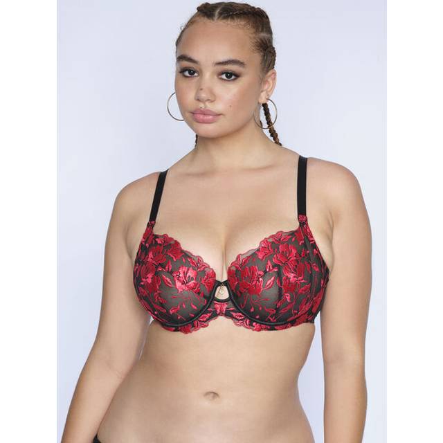 Womens The Hero Fuller Bust DD+ Non Pad Plunge Black/Red - Multi - 36GG