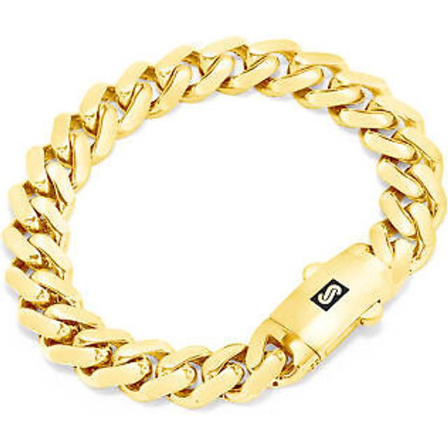 10k yellow gold miami cuban 11mm monaco chain bracelet mens womens 7" 7.5" 8" 9"