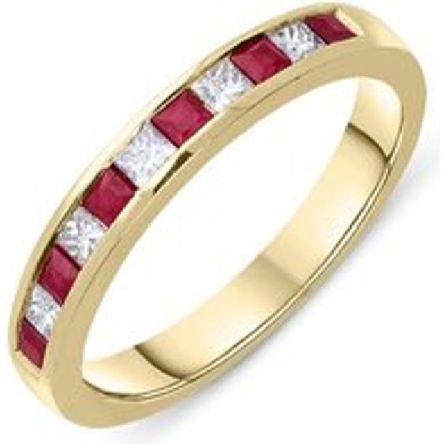18ct Yellow Gold 0.40ct Ruby Diamond Half Eternity Ring - Option1 Value Yellow Gold