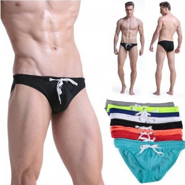(L, Orange) 2019 Men Swimsuit Briefs Solid Color Men Swim Shorts Push Up Swimming Trunks Surf Boardshorts Beach Swimwear Men's Swimming Suit