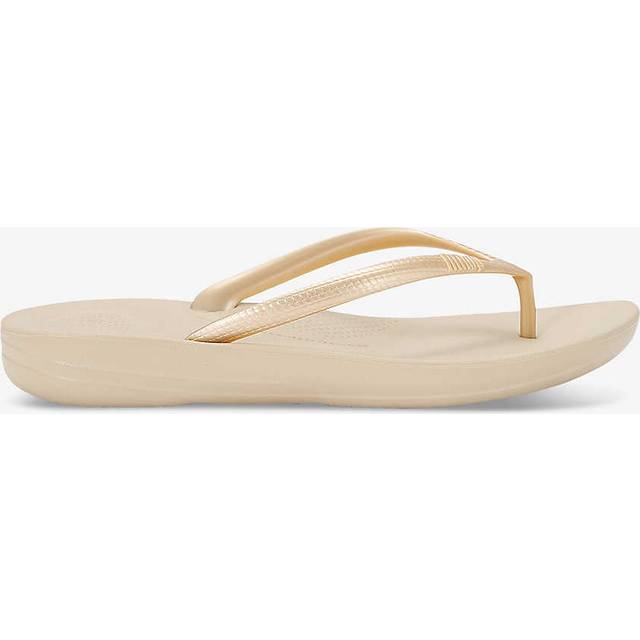 Fitflop Womens Gold Iqushion Branded Rubber Flip Flops Eur 37 / 4 Uk Women - GOLD
