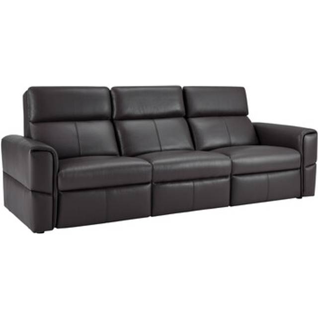 Slate Leather Sofas - Modular 3 Seat Static Sofa - Samson Range - Oak Furnitureland