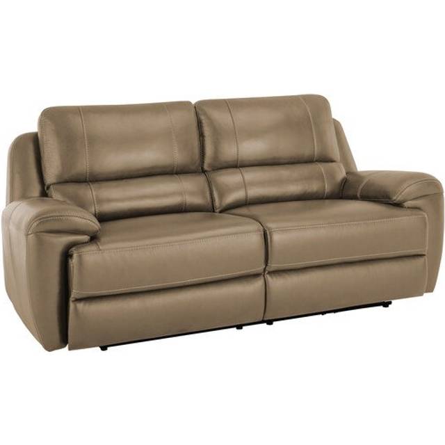 Beige Leather Sofas - 3 Seater Sofa - Austin Range - Oak Furnitureland