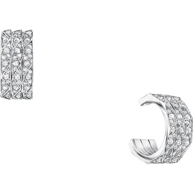 White Gold and Diamond Laurence Graff Signature Triple-Hoop Earrings - One size