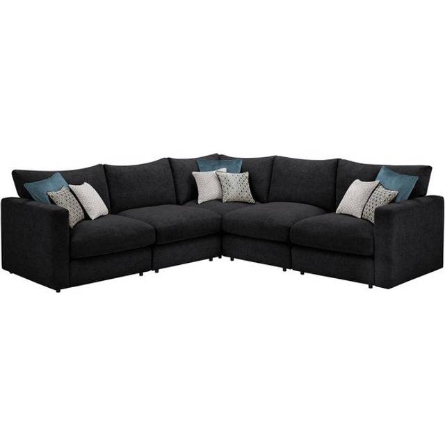 Charcoal Fabric Sofas - Modular 5 Seat Corner Sofa - Malvern Range - Oak Furnitureland