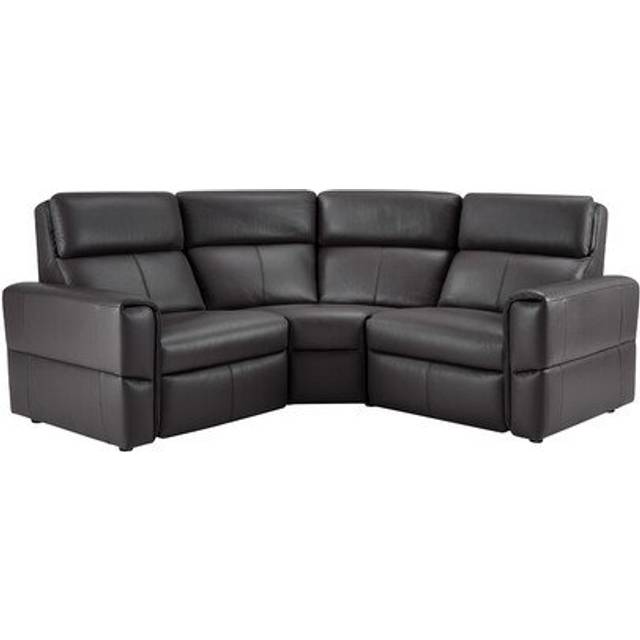 Slate Leather Sofas - Modular 3 Seat Static Corner Sofa - Samson Range - Oak Furnitureland