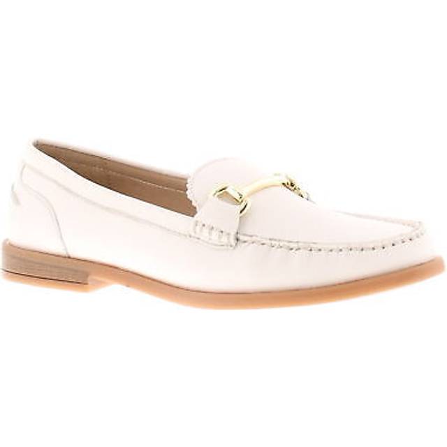 Leather collection womens loafers flat shoes leaps slip on white uk size