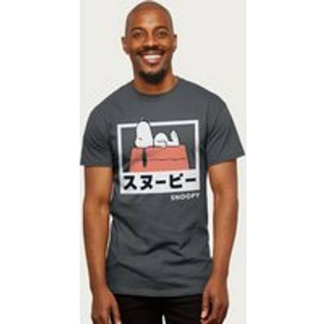 On Roof Japanese Text Peanuts T-Shirt - Dark Grey - XL