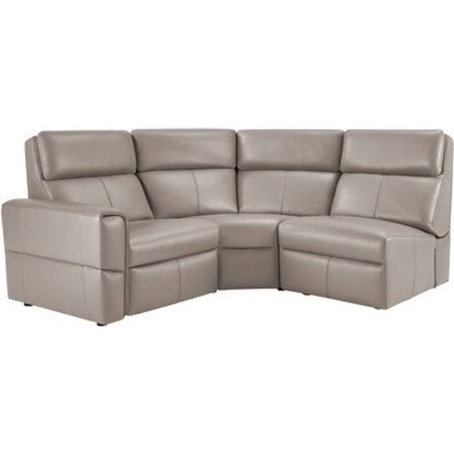 Stone Leather Sofas - Modular 3 Seat Left Hand Static Corner Sofa - Samson Range - Oak Furnitureland