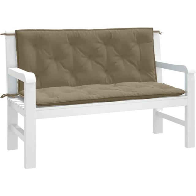 Bänkdyna 2 st melerad taupe 120x50x7 cm tyg