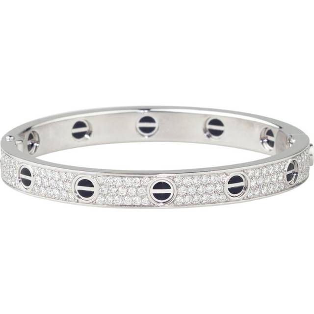 Cartier Love Classic White Gold and Diamond Ceramic Paved Bracelet - Silver - 15