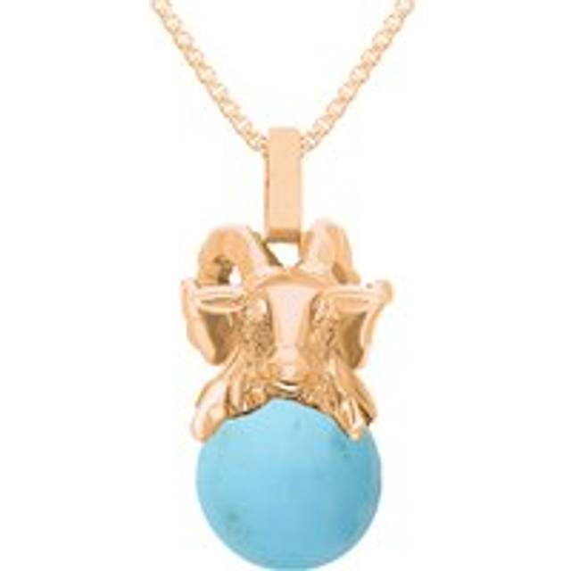 9ct Rose Gold Turquoise Zodiac Aries 8mm Bead Pendant - Rose Gold