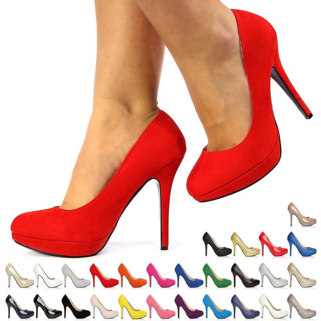 Womens stiletto high heel pump ladies slip on wedding party court platform shoe