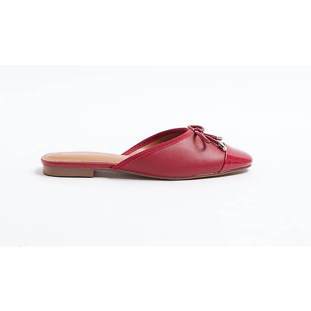 River Island Womens Red Backless Mule Ballet Pumps - 6