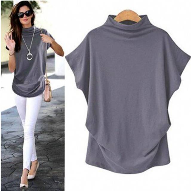 (L, Green) 2019 Women Big Size Shirt 5XL 6XL Summer Women's Tunics Korean Blouses Casual Blusas Turtleneck Sexy Blouse Summer Solid Shirts