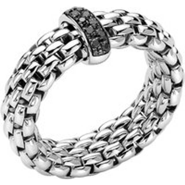 Fope Vendome 18ct White Gold 0.11ct Black Diamond Ring - XS