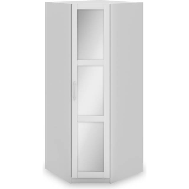 Bithlo White Mirrored Shaker Style Corner Wardrobe | Roseland