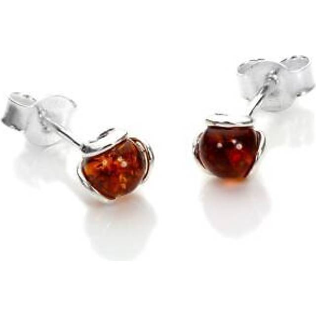 Sterling silver & baltic amber flower stud earrings / studs / earring / flowers