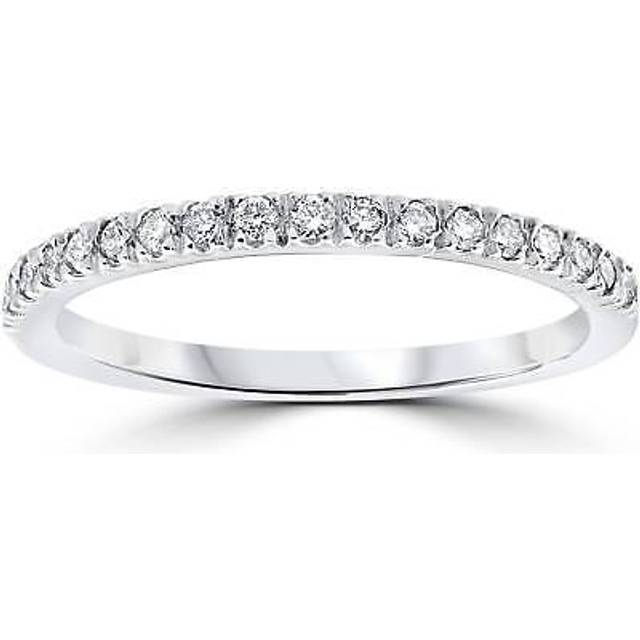 1/3 Ct Pave Diamond Wedding Pave Ring Womens Stackable Band 14k White Gold