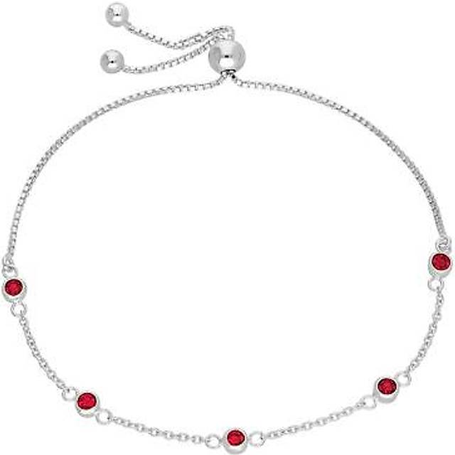 Sterling silver multi garnet cz adjustable bracelet