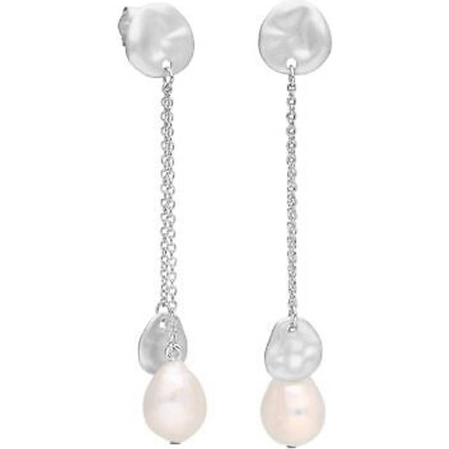 Sterling Silver Freshwater Baroque Pearl Drop Stud Earrings