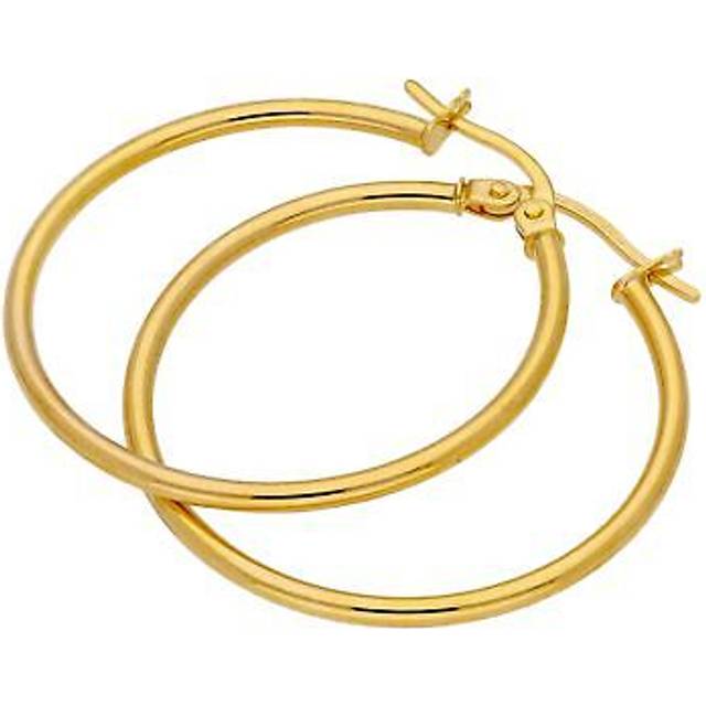 9ct Gold Hinged Hollow 28mm Hoop Earrings