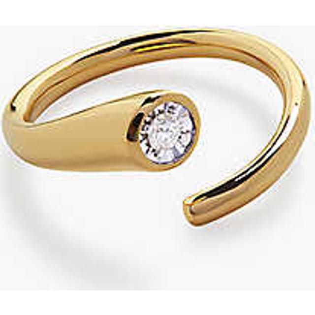 Monica Vinader Womens Yellow Gold Solitaire Wrap 18ct Gold-plated Vermeil Sterling-silver and 0.06ct Lab-grown Diamond Ring P - YELLOW GOLD