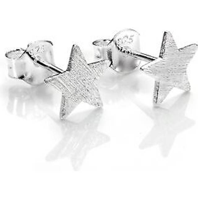 Brushed 925 sterling silver flat star stud earrings / stars / xmas studs