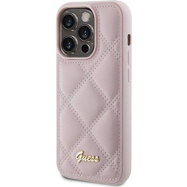 Official guess quilted metal logo case for apple iphone 15 series -