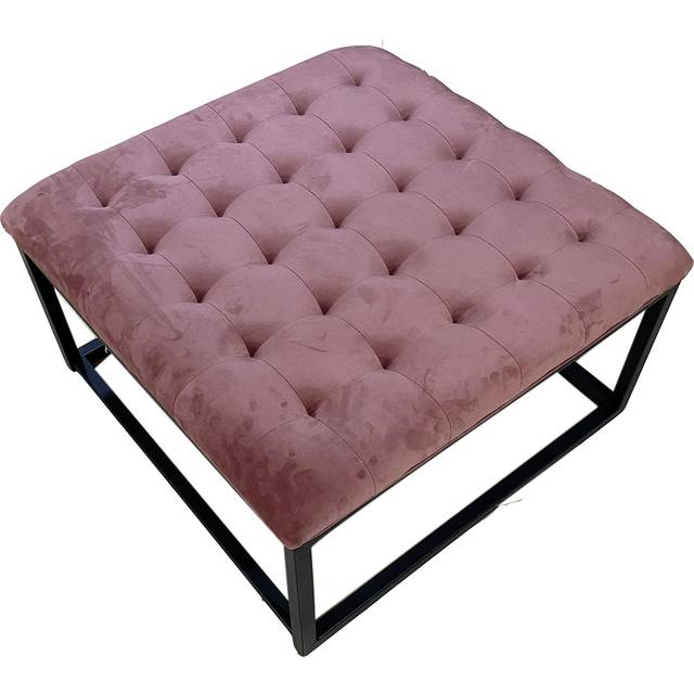 Adison Upholstered Classic Velvet Buttoned Footstool | Roseland