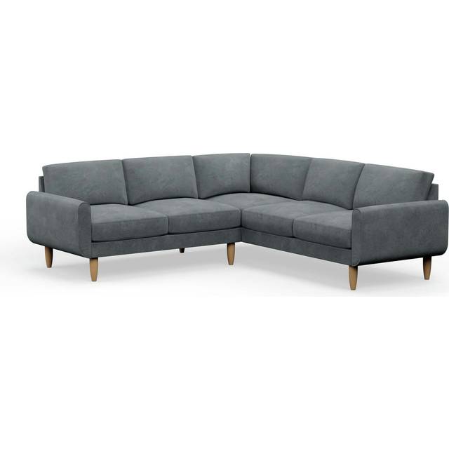 Hutch Plus Velvet Round Arm 5 Seater Corner Sofa- Slate Grey