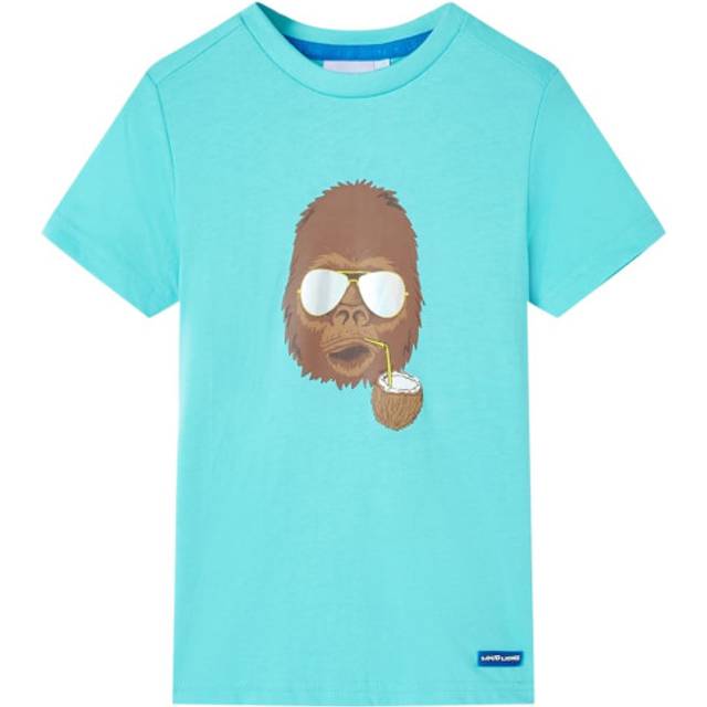 vidaXL Kids' T-shirt with Short Sleeves Aqua 92 - Blue