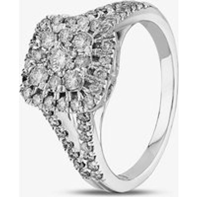 9ct White Gold 1.00ct Diamond Shouldered Square Cluster Ring THR19764-100SOD O