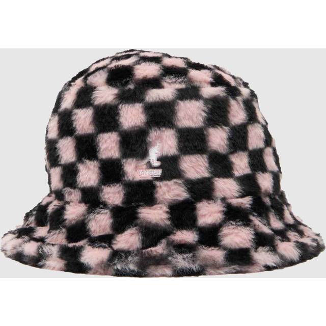 KANGOL Faux Fur Bucket Hat in Black & Pink, Size: L - Black/Pink