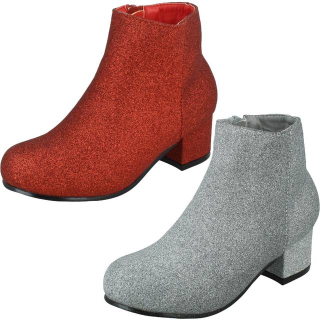 (Red, UK 1 Child) Girls Spot On Heeled Ankle Boots