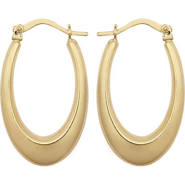 Jewelco London Ladies 9ct Yellow Gold Elongated Crescent Liquid Drop Creole Earrings - JER797