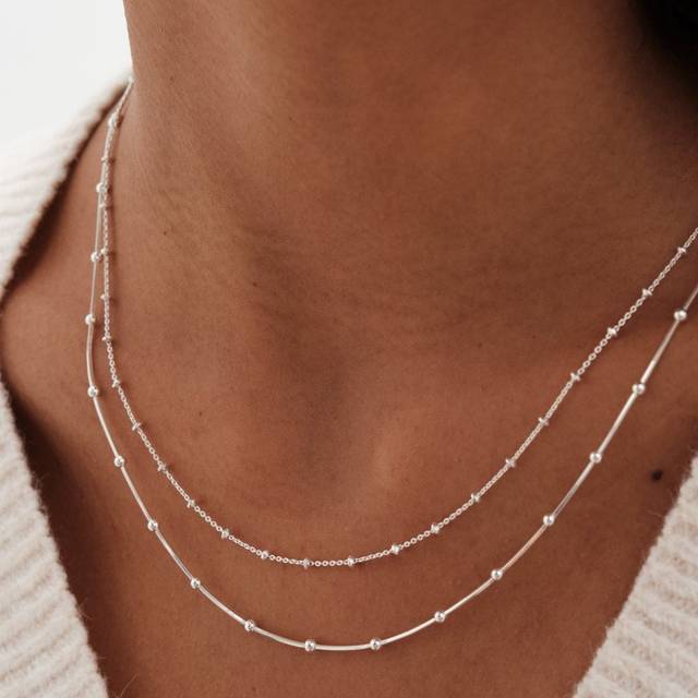 Simply Silver Simply Silver Sterling Silver 925 Polished Double Row Ball Chain Necklace