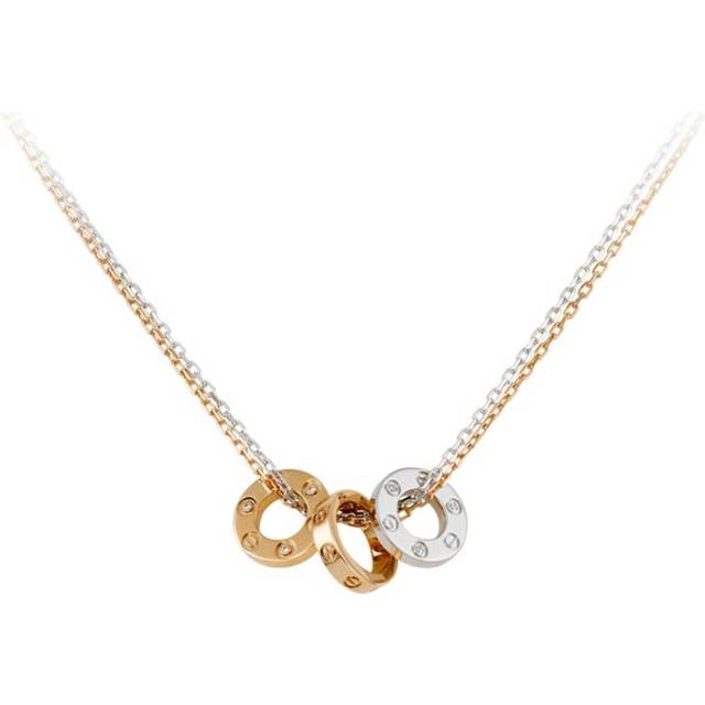 Cartier White, Rose Gold and Diamond Love Necklace - One size