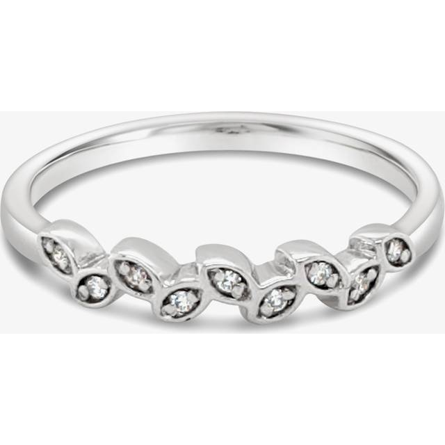 9ct White Gold Alternating Diamond Leaf Ring (Q) 10250/9W/DQ10 Q - Silver